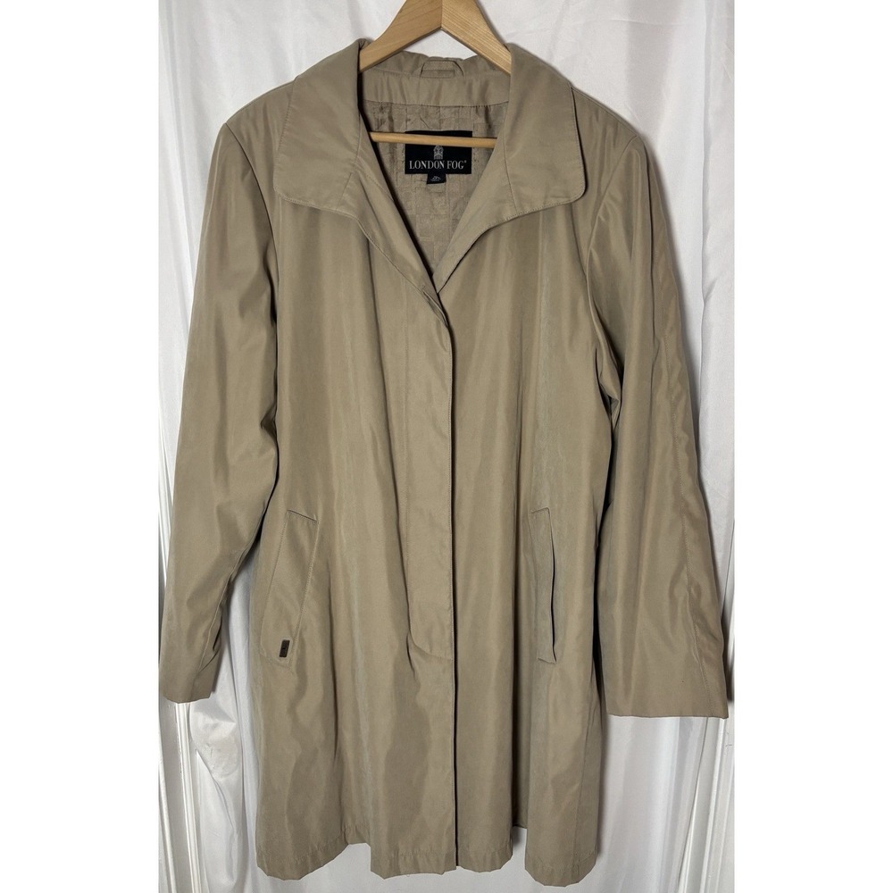 London Fog Mens XL Reg Khaki Tan Trench Coat Rain Jacket 144215-804